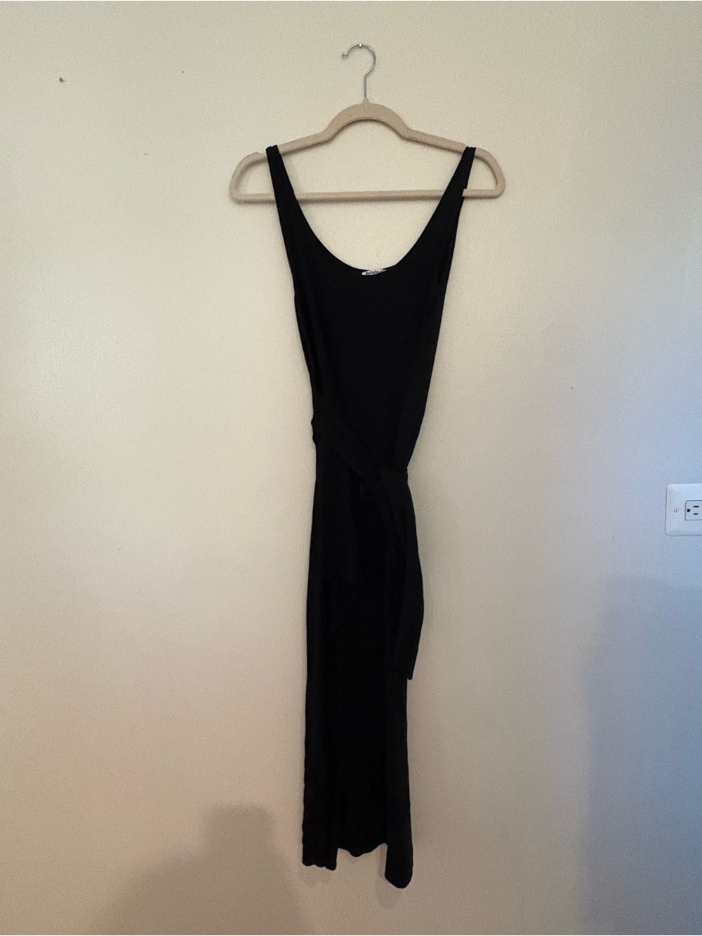 Reformation Black Sleeveless Tie-Waist Maxi Dress